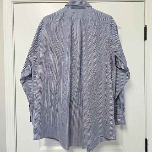 Lands End Dress Shirt Mens Button Up XXL 18.5 Blue Gingham Check 37/T Oeko-Tex - Picture 7 of 9